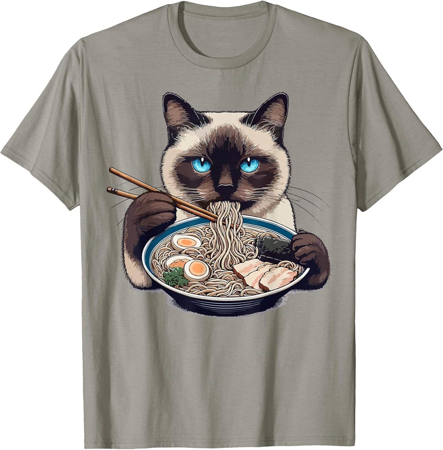 Siamese Cat Eating Ramen Japanese Noodles