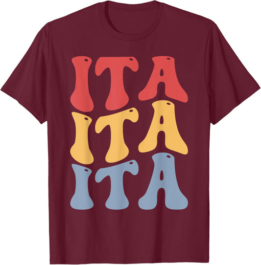 Ita City Groovy Retro T-Shirt - T-Shirt | Maroon