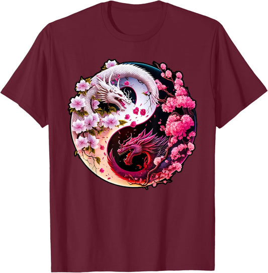 Dragon Yin Yang Chinese New Year 2024 Year Of The Dragon T-Shirt - T-Shirt | Maroon