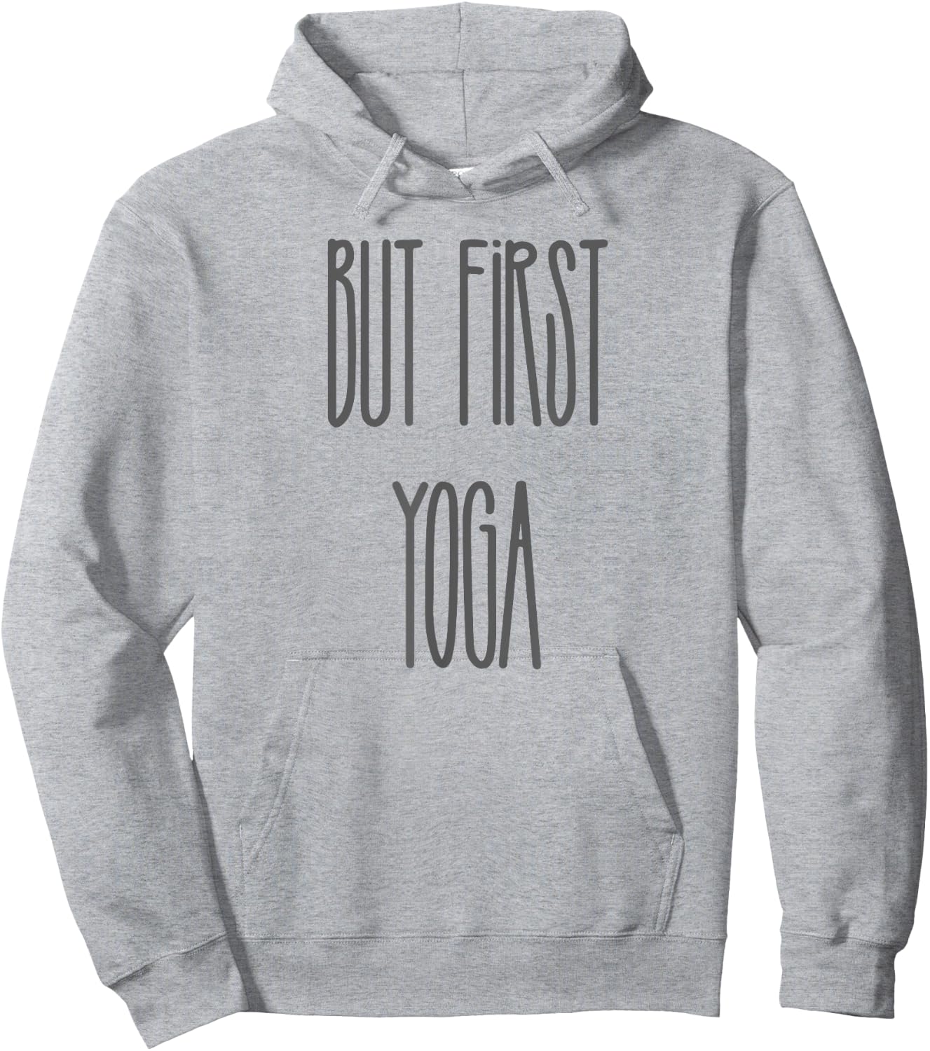 Funny But First Yoga Quote Saying Charcoal Text Hoodie - Hoodie | Ash