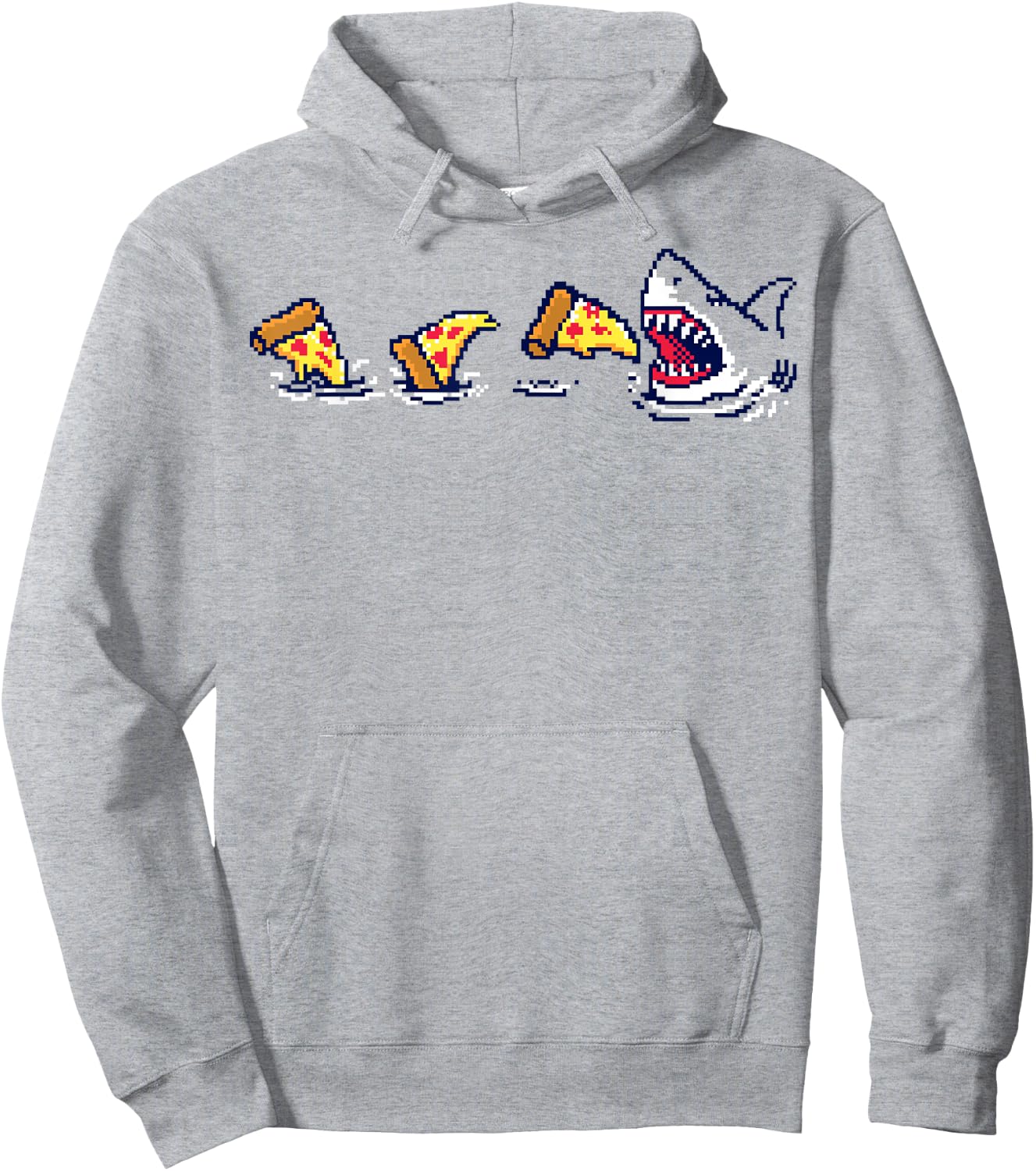 Pizza Shark 8-Bit Hoodie - Hoodie | Ash