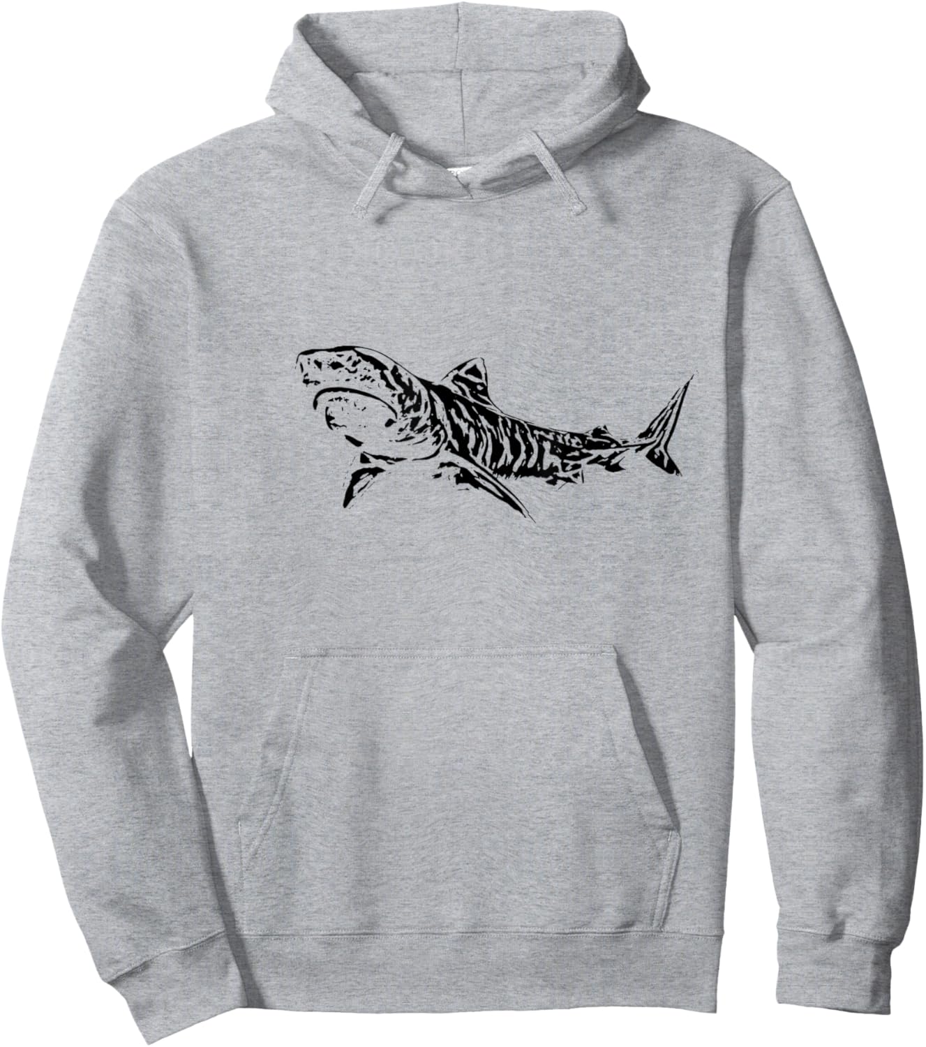 Tiger Shark Motif Shark Hoodie - Hoodie | Ash