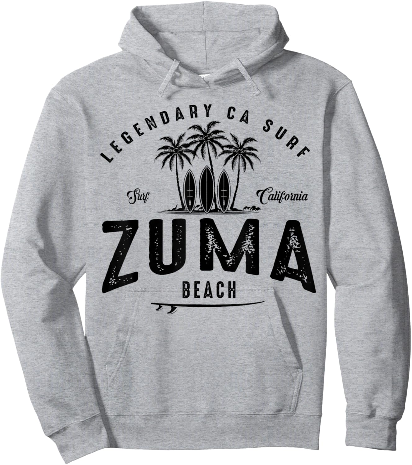 THREE VINTAGE SURFBOARDS AND PALMS - Zuma Beach Hoodie - Hoodie | Ash