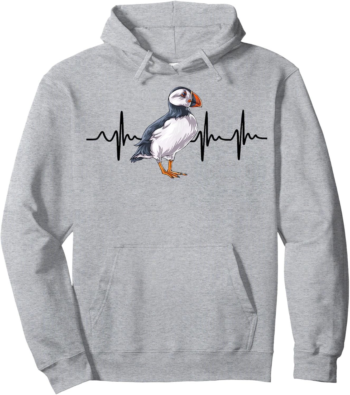 Heartbeat Puffin Bird Funny Animal Lover Gifts Hoodie - Hoodie | Ash