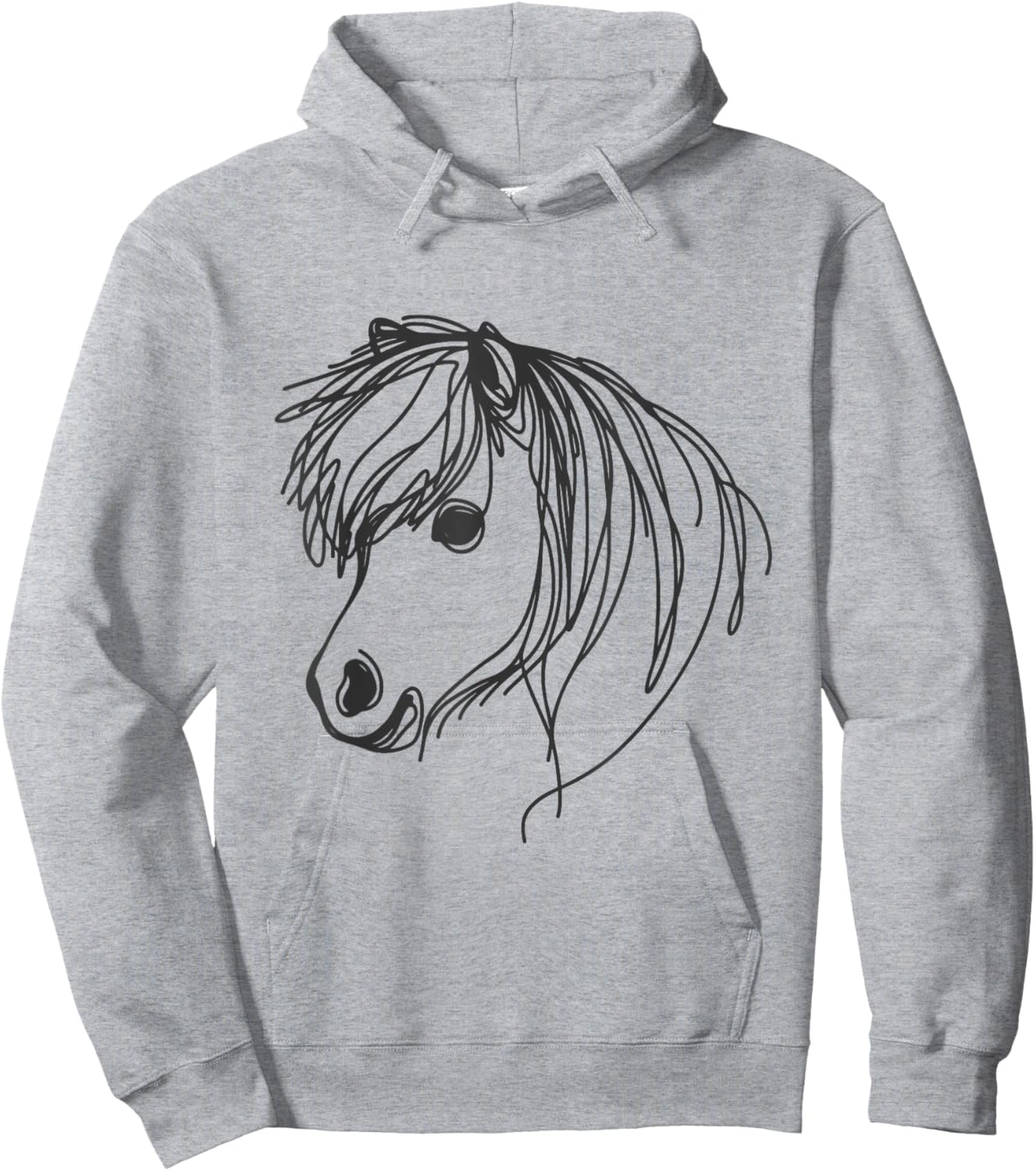 Line Art Dad Mom Horse - Shetland Pony Horse Hoodie - Hoodie | Ash