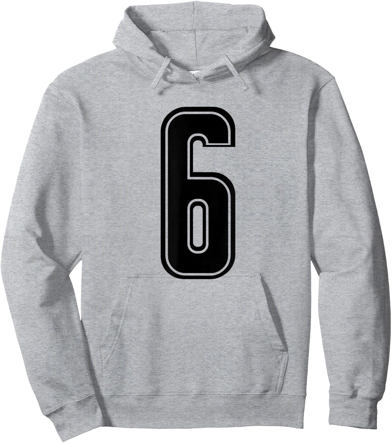 Black Sports Team Number #6 Hoodie - Hoodie | Ash