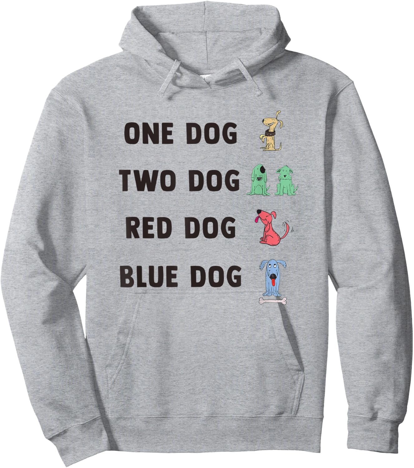 One Dog Two Dog Red Dog Blue Dog Hoodie - Hoodie | Ash