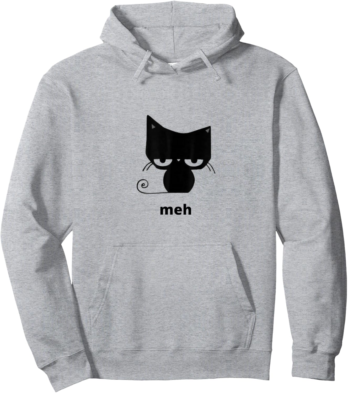 Meh Black Cat Funny Hoodie - Hoodie | Ash