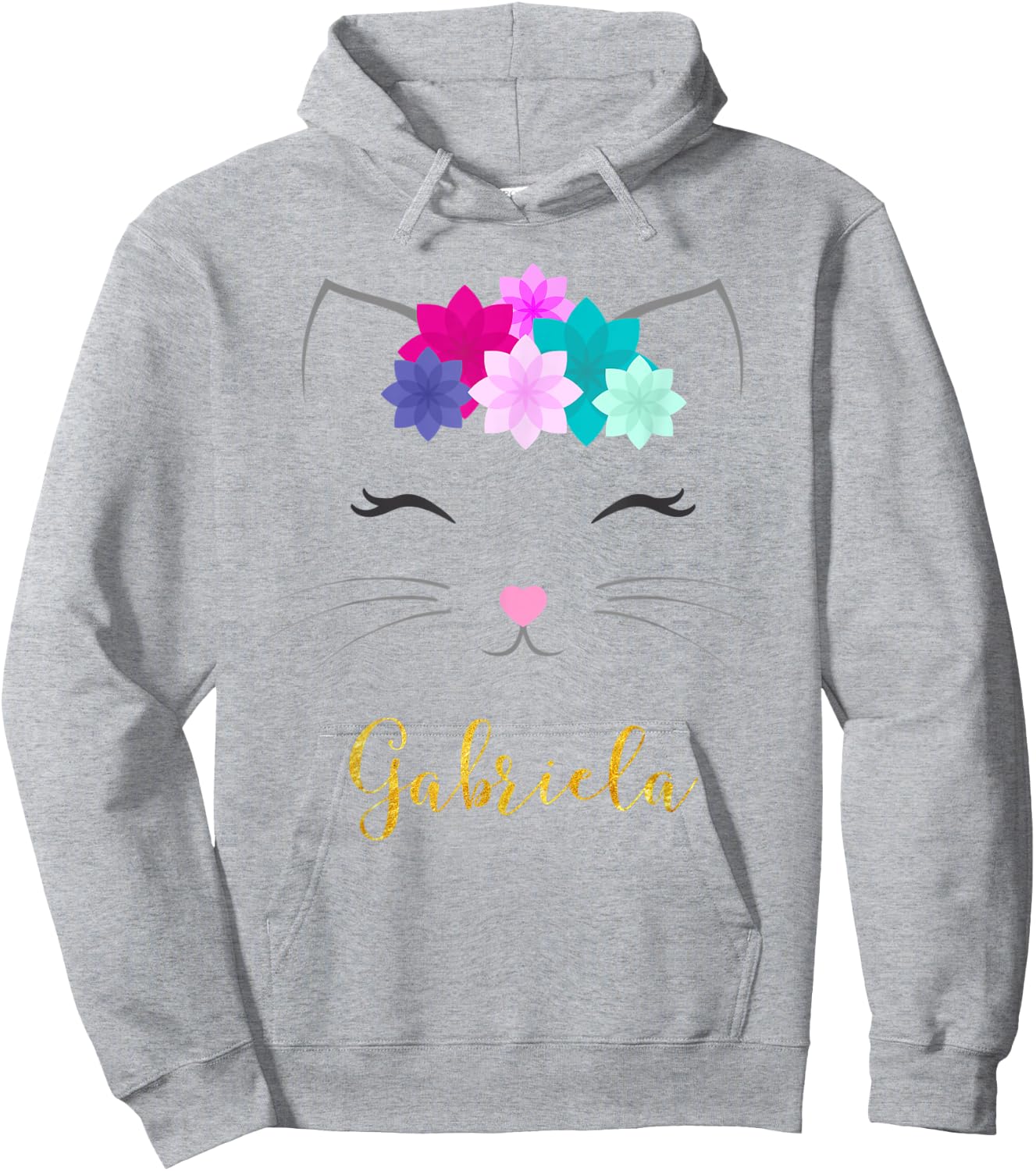 Gabriela Name Gift Personalized Kitty Cat Hoodie - Hoodie | Ash