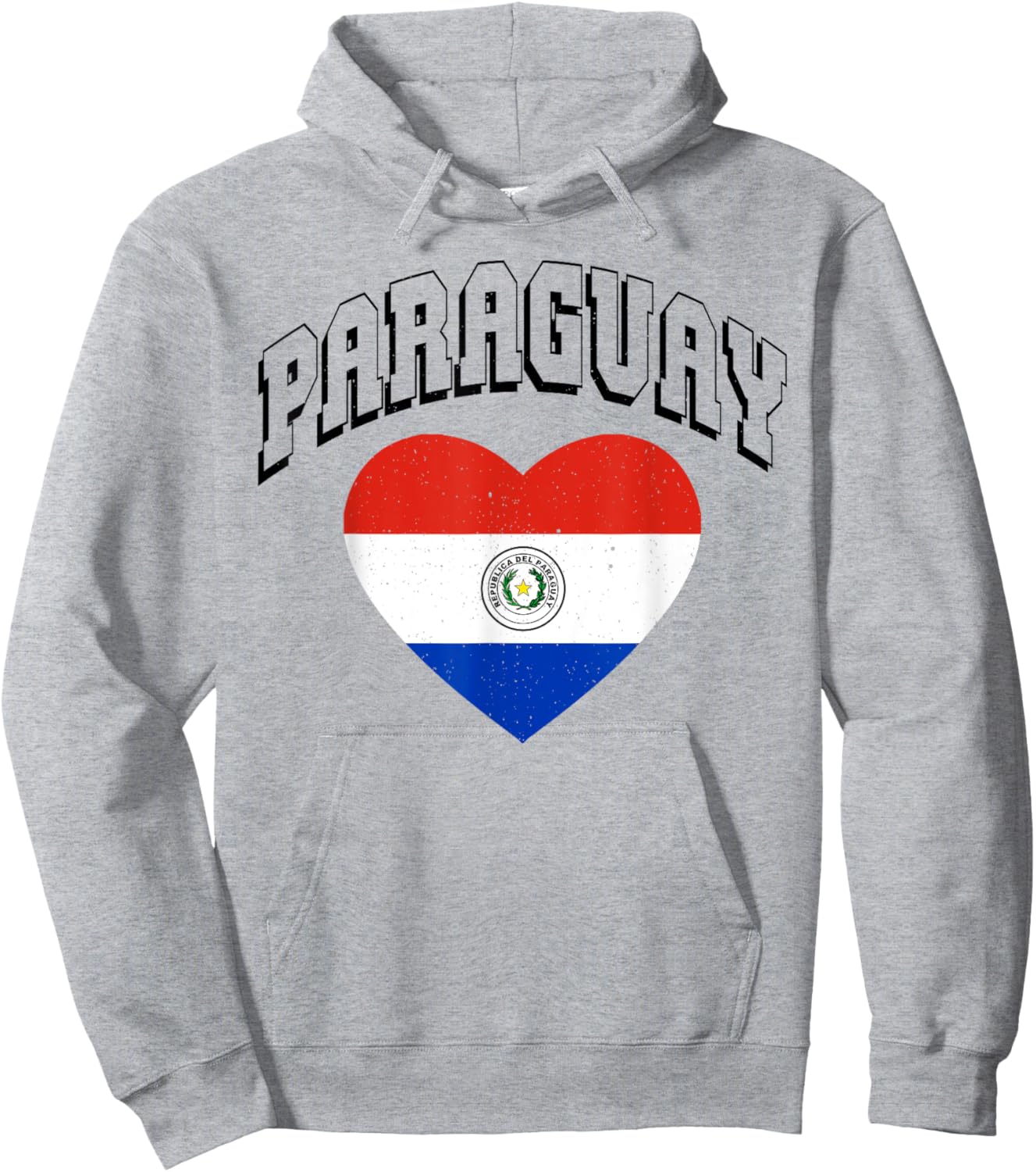 Paraguay Flag Vintage Throwback Athletic Heart Hoodie - Hoodie | Ash