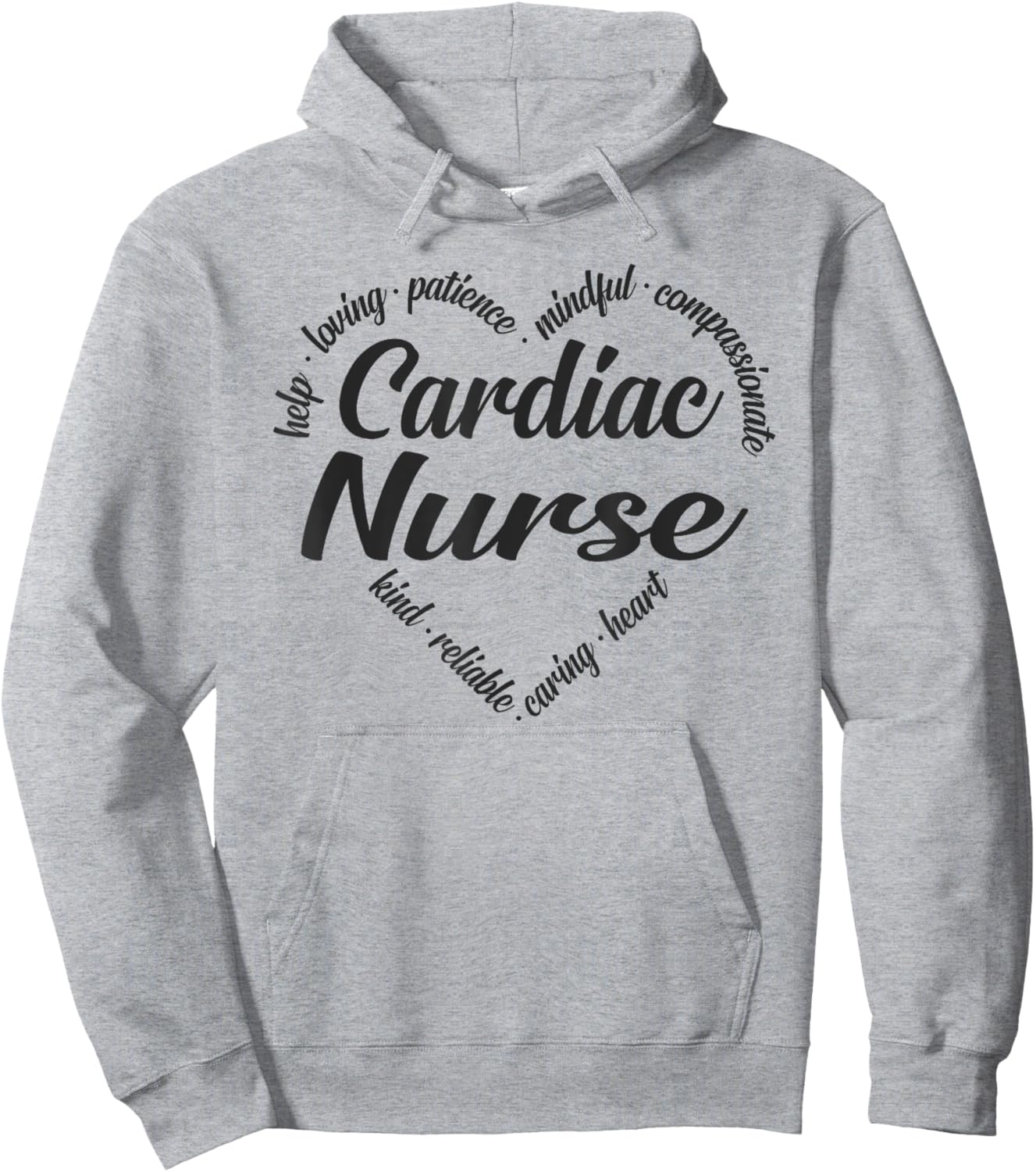 Cardiac Nurse Heart Word Cloud Hoodie - Hoodie | Ash