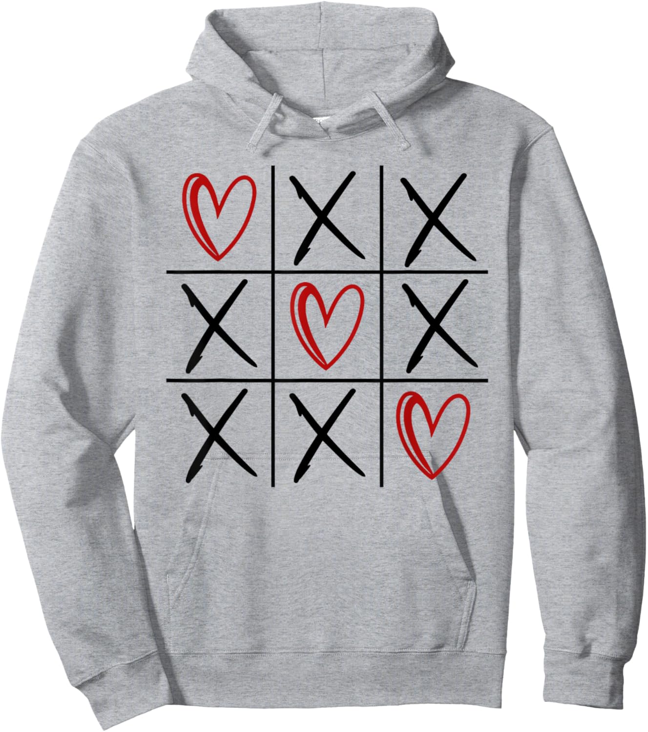 Tic Tac Toe Love Hearts Romantic Valentine Hoodie - Hoodie | Ash