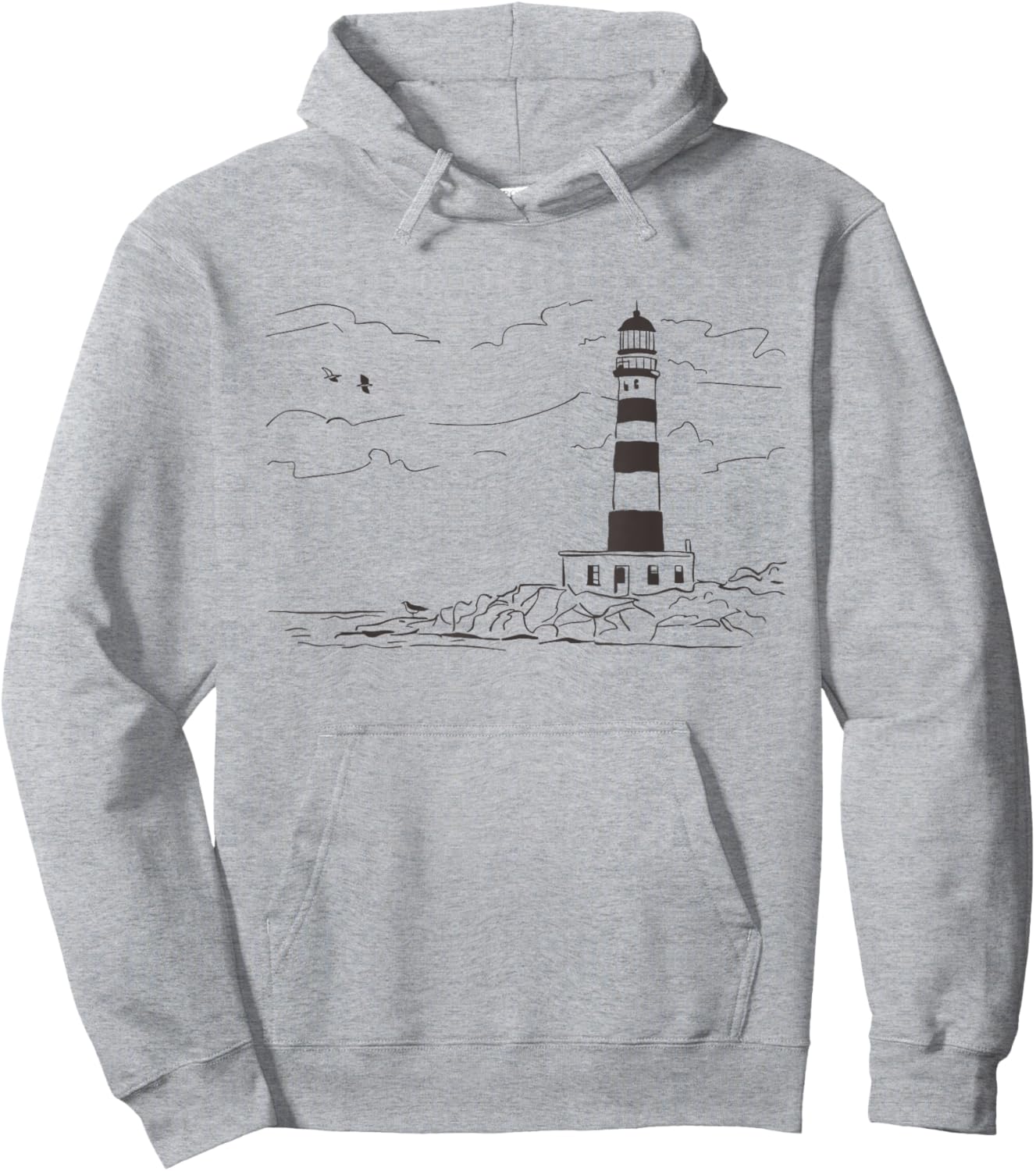 Lighthouse Seaside Nautical Sketch Art Hoodie - Hoodie | Ash