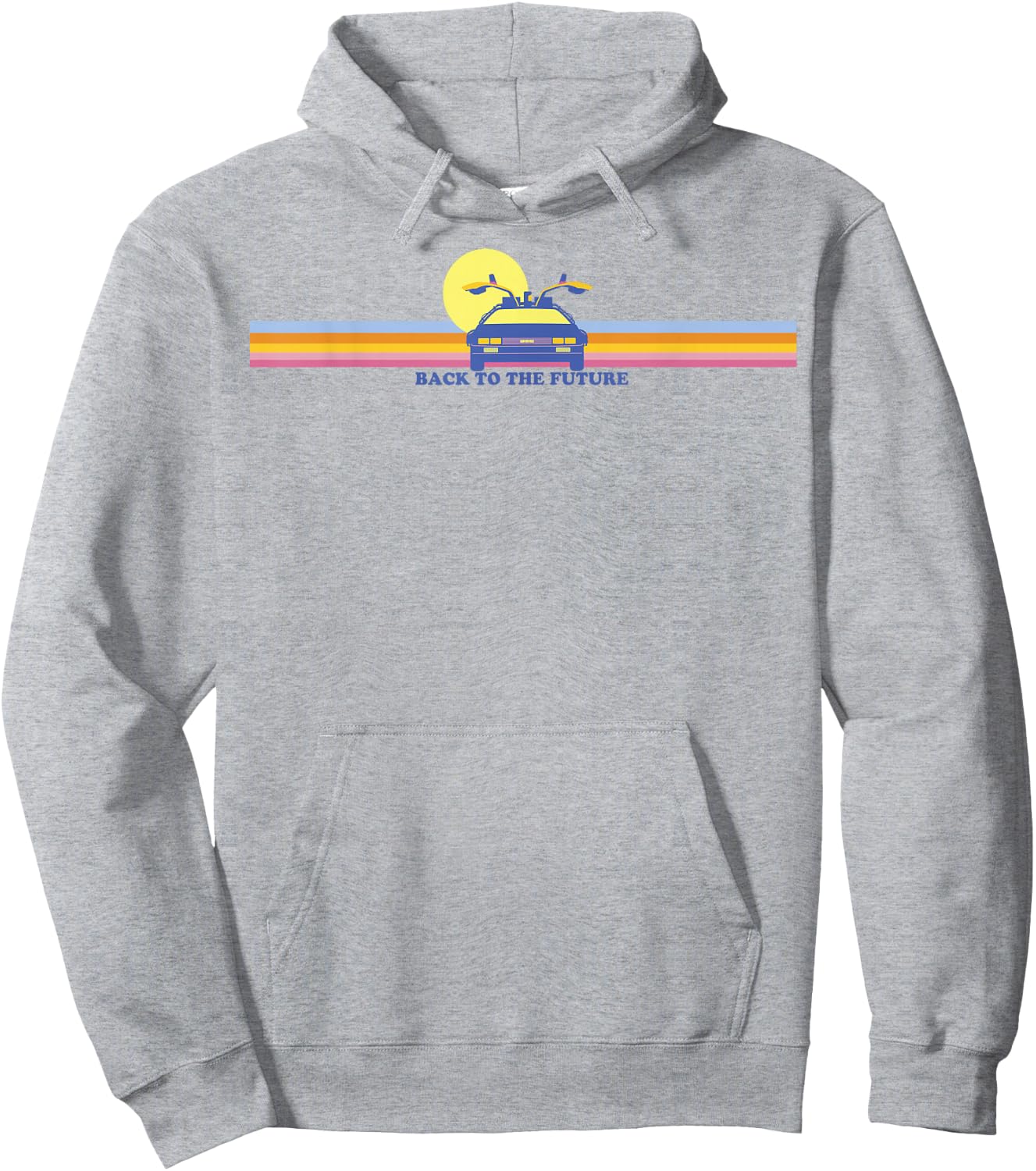 Back to The Future Delorean Retro Chest Stripes Hoodie - Hoodie | Ash