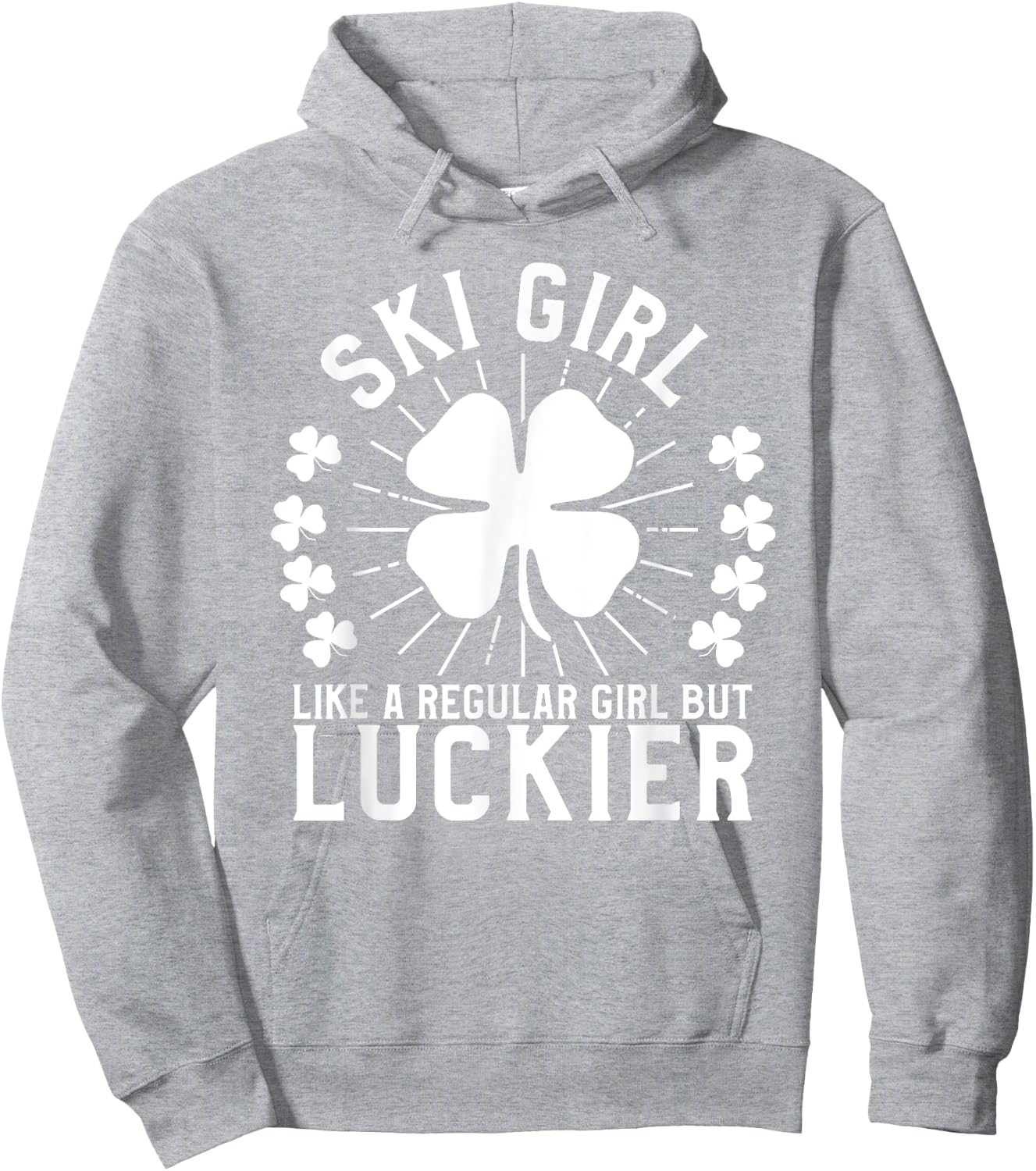 St Patrick's Day Ski Girl Skier Skiing Gift Hoodie - Hoodie | Ash