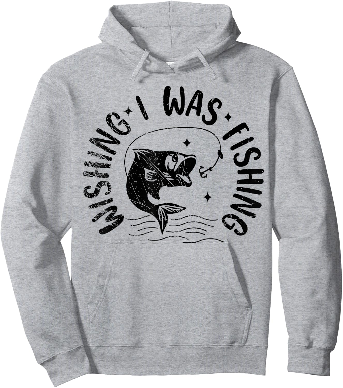 Wishing I Was Fishing, Fisherman, Fish Lover Hoodie - Hoodie | Ash