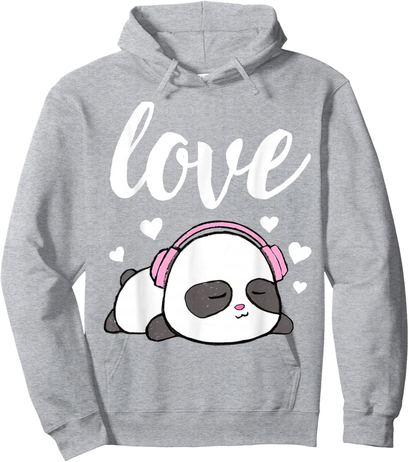 Love Valentines Cute Kawaii Panda Hearts Girls Hoodie - Hoodie | Ash