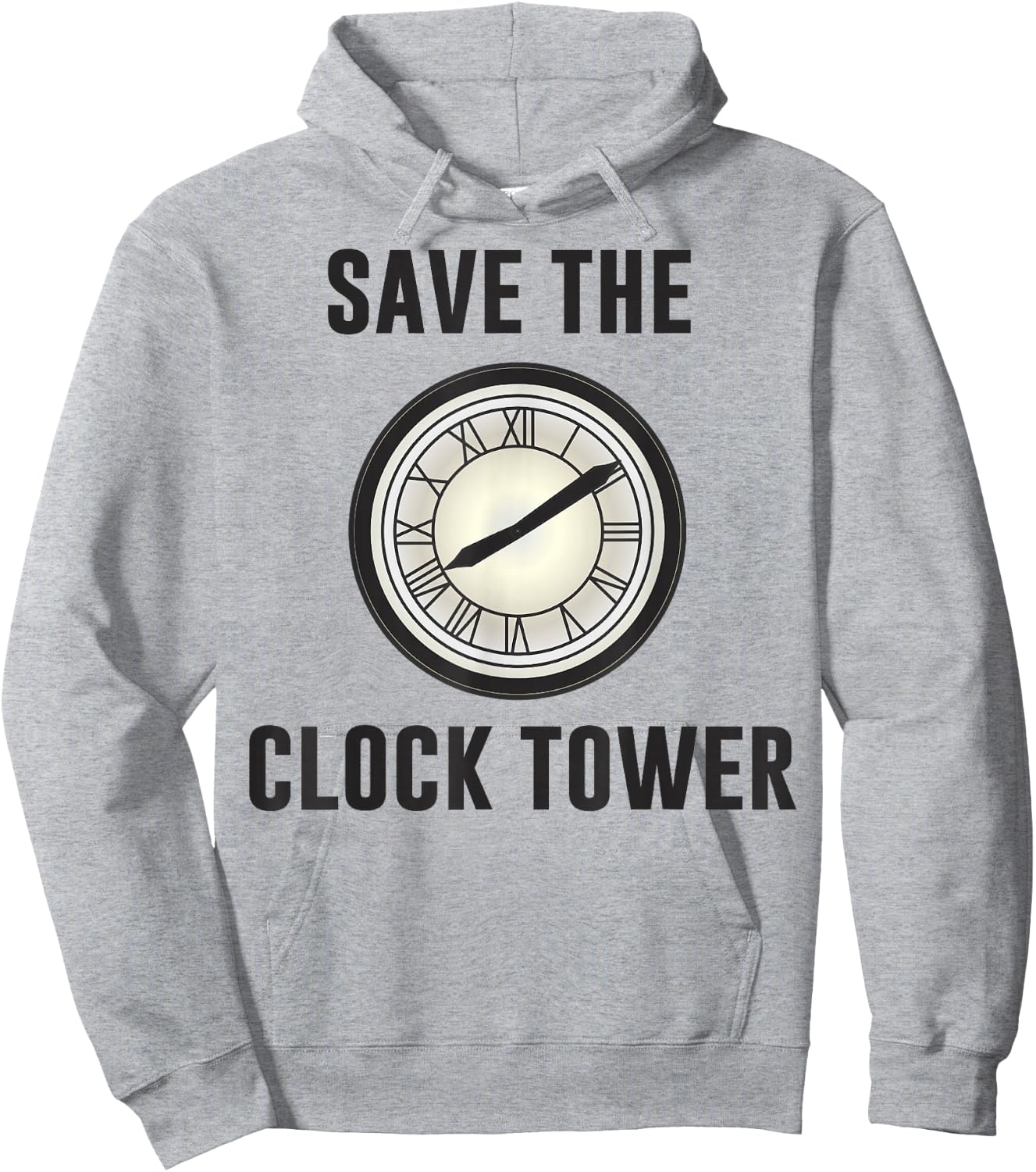 Back to the Future Clock Tower Face Graphic Hoodie - Hoodie | Ash