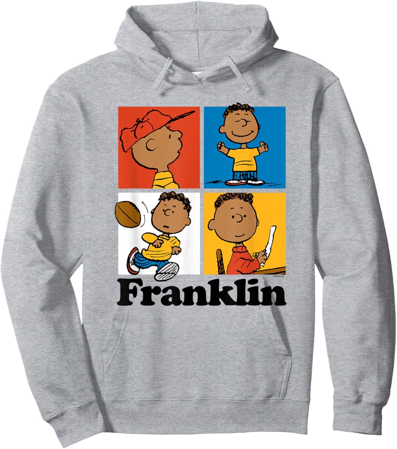 Peanuts Franklin Armstrong Grid , Blue, Small Hoodie - Hoodie | Ash