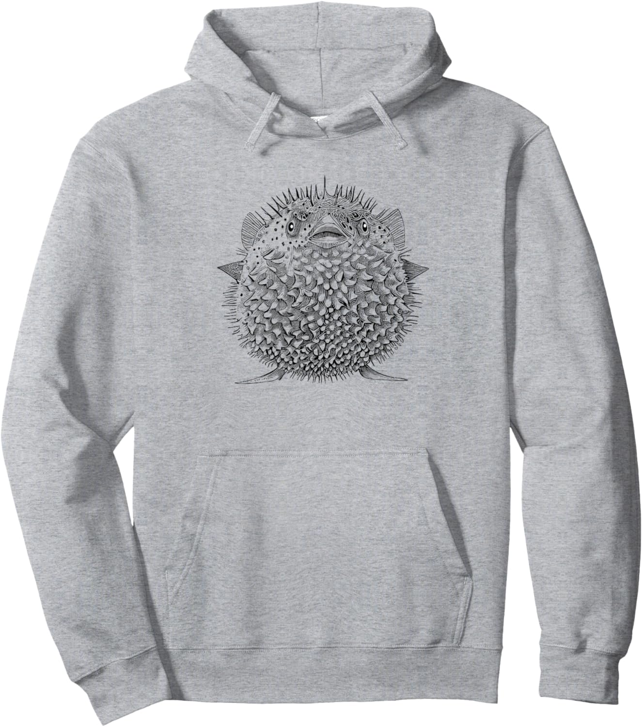 Vintage Retro Illustration Puffer Fish Lover Hoodie - Hoodie | Ash