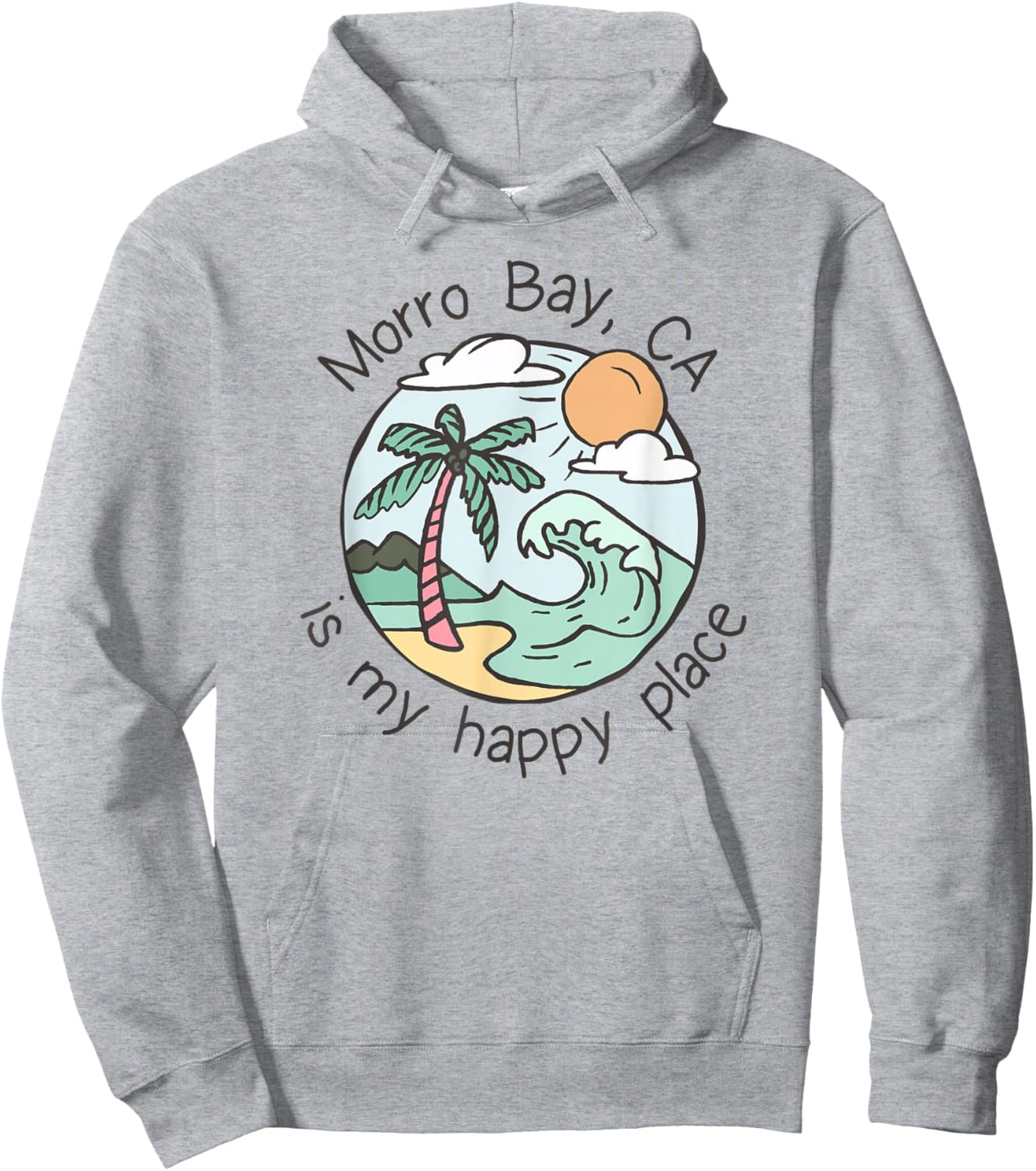 Cute Beach Motiv My Happy Place - Morro Bay Hoodie - Hoodie | Ash