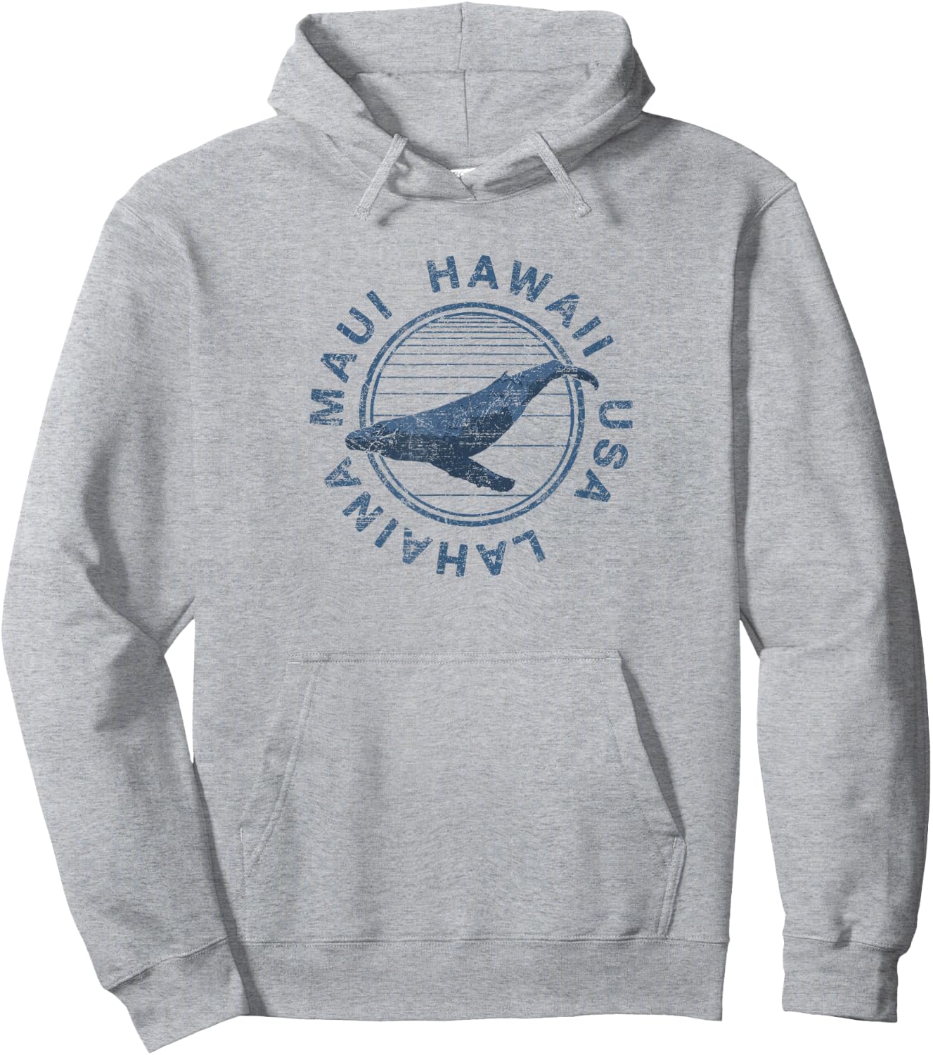 Maui Hawaii Lahaina Vintage Whale Retro Hoodie - Hoodie | Ash
