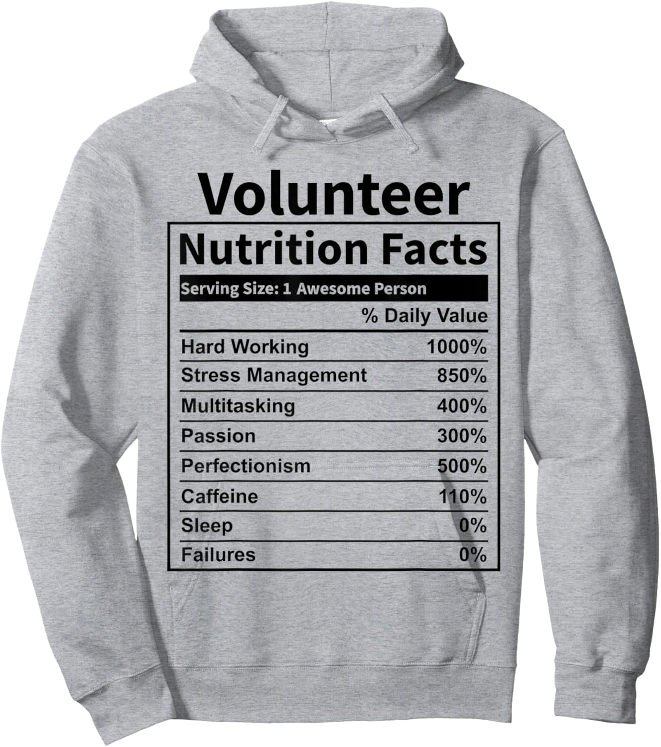 Volunteer Nutrition Facts Funny & Women Hoodie - Hoodie | Ash