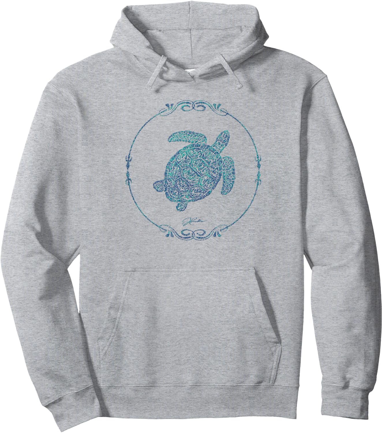 JCombs: Sea Turtle in Vintage Round Frame Hoodie - Hoodie | Ash