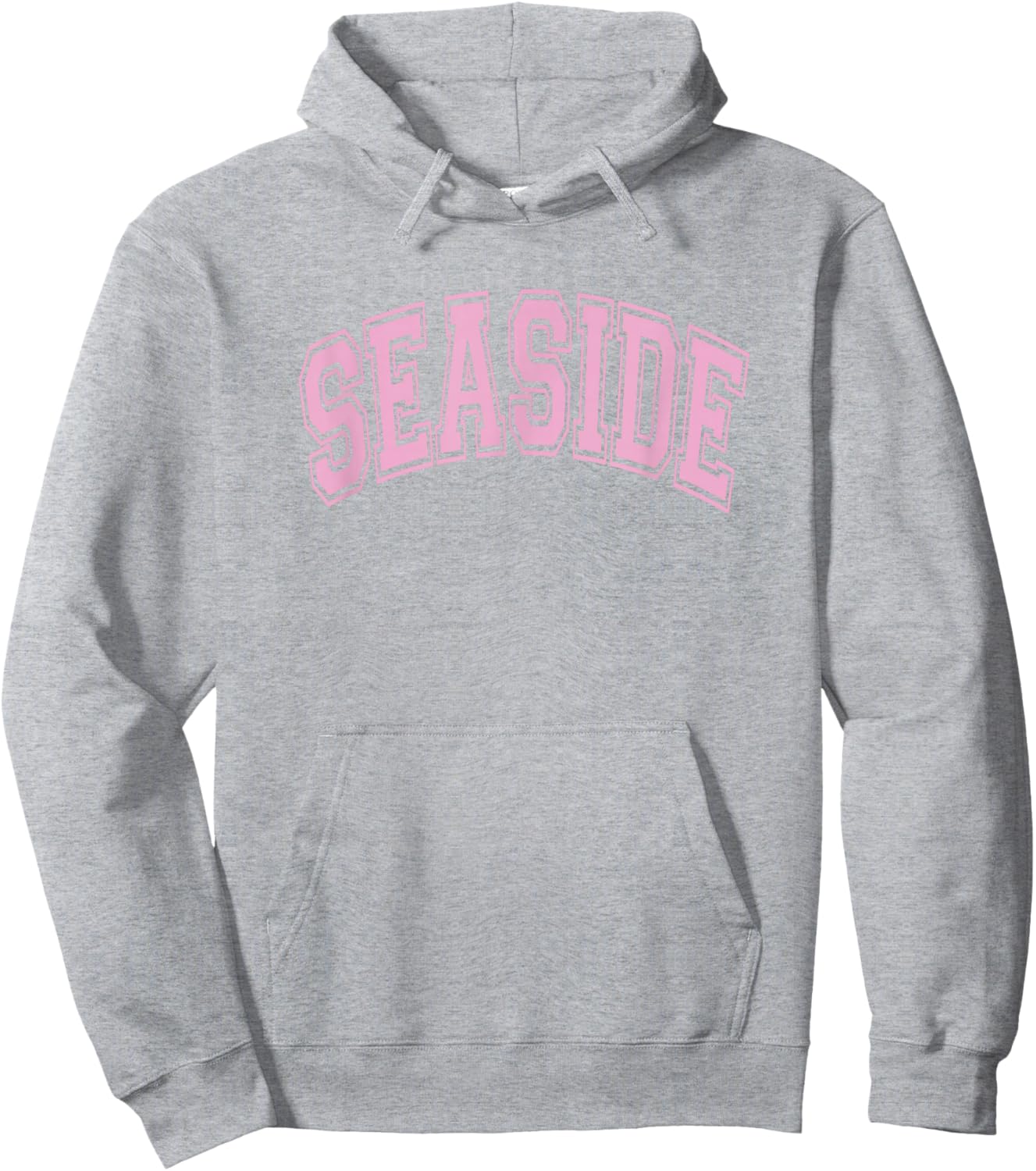 Seaside Arched Style Text White with Pink Print Hoodie - Hoodie | Ash