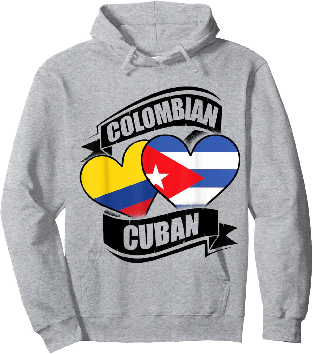 Colombian Cuban Hearts Colombia Cuba Flags Hoodie - Hoodie | Ash