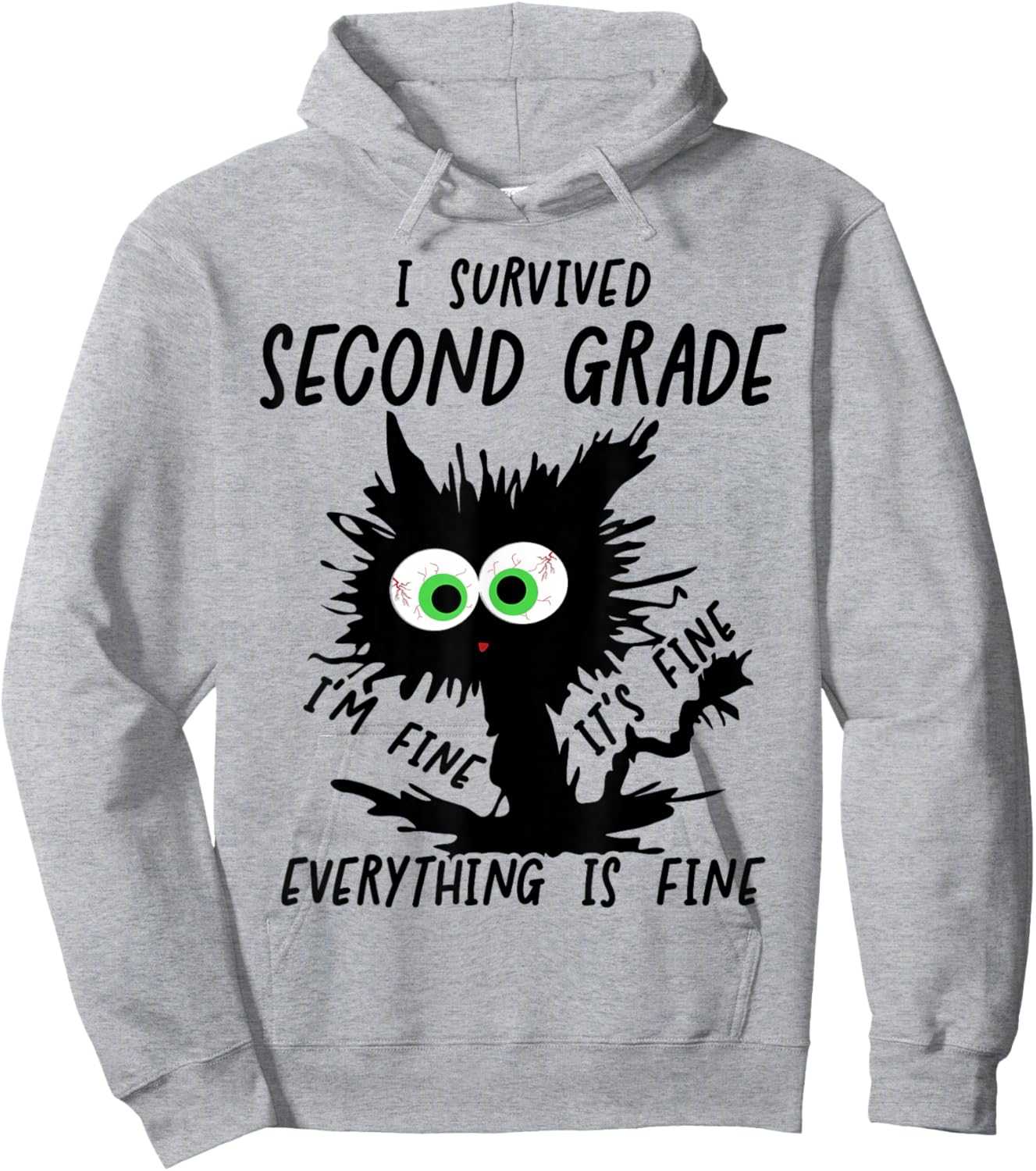 I Survived Second Grade Cat Hoodie - Hoodie | Ash