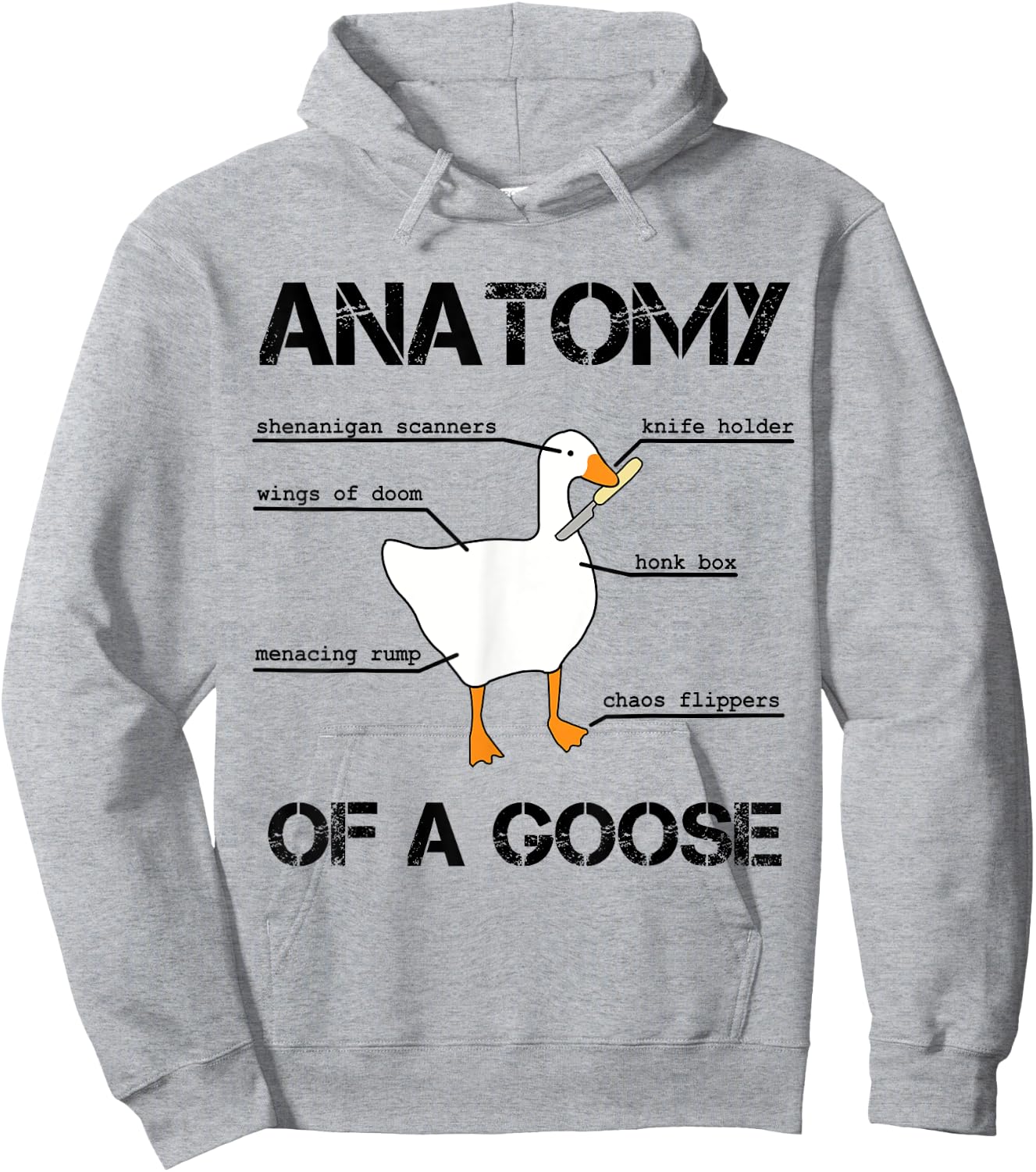 Anatomy of A Goose - Funny Duck Graphic Memes Hoodie - Hoodie | Ash