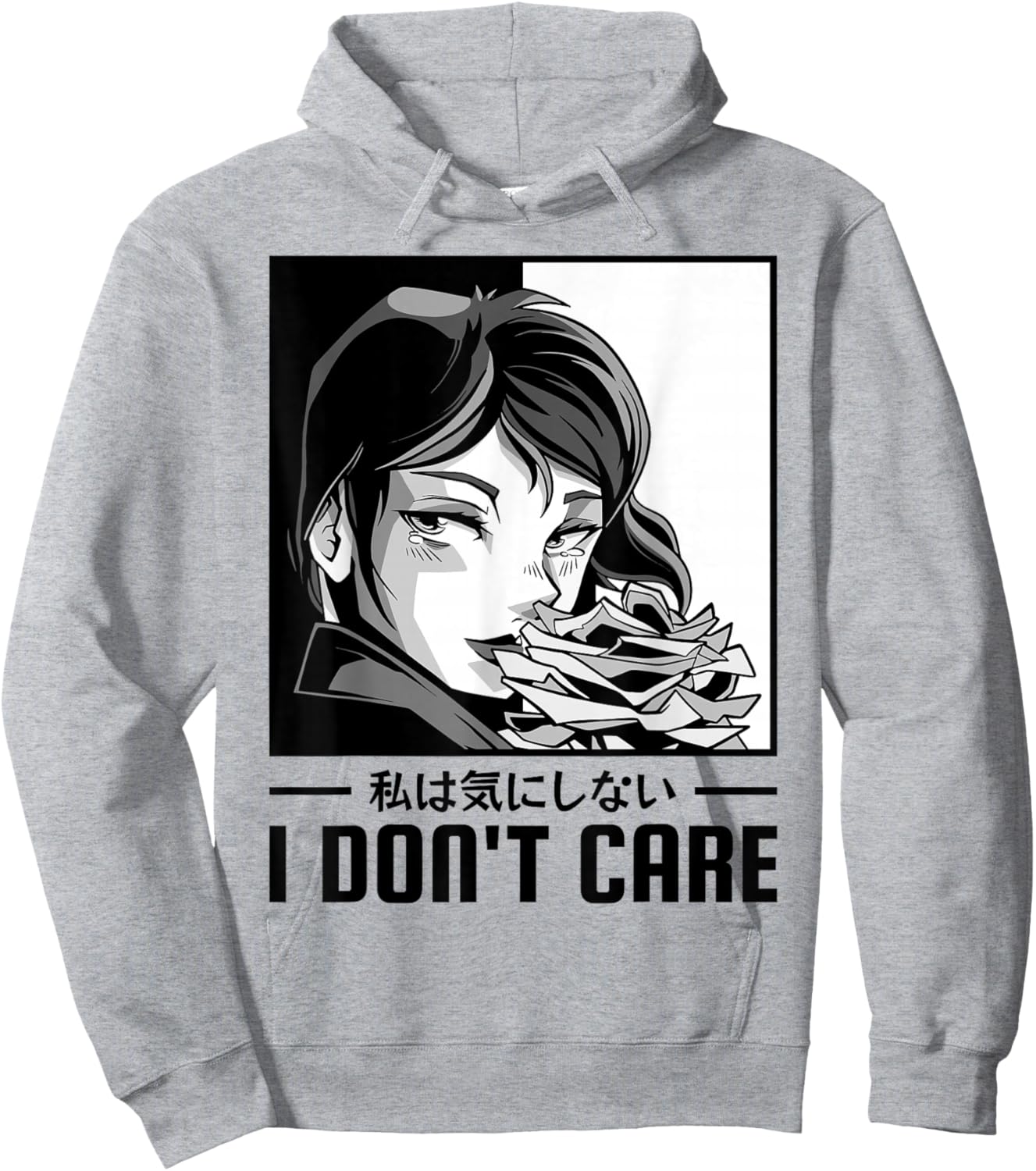 I Don't Care Anime Girl, Aesthetic Soft Grunge Hoodie - Hoodie | Ash