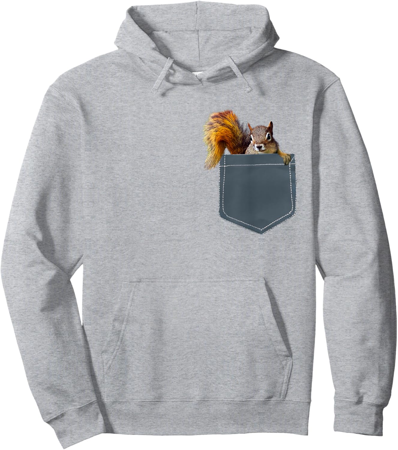Cute Squirrel in Pocket Shirt , Women, Kids Hoodie - Hoodie | Ash