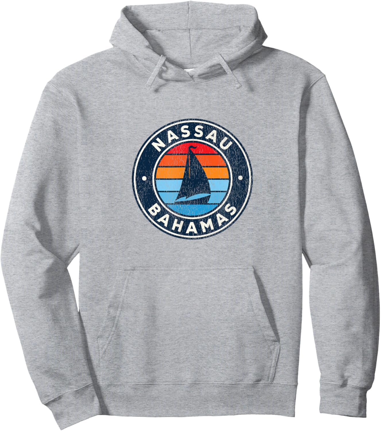 Nassau Bahamas Sailboat Retro 70s Hoodie - Hoodie | Ash