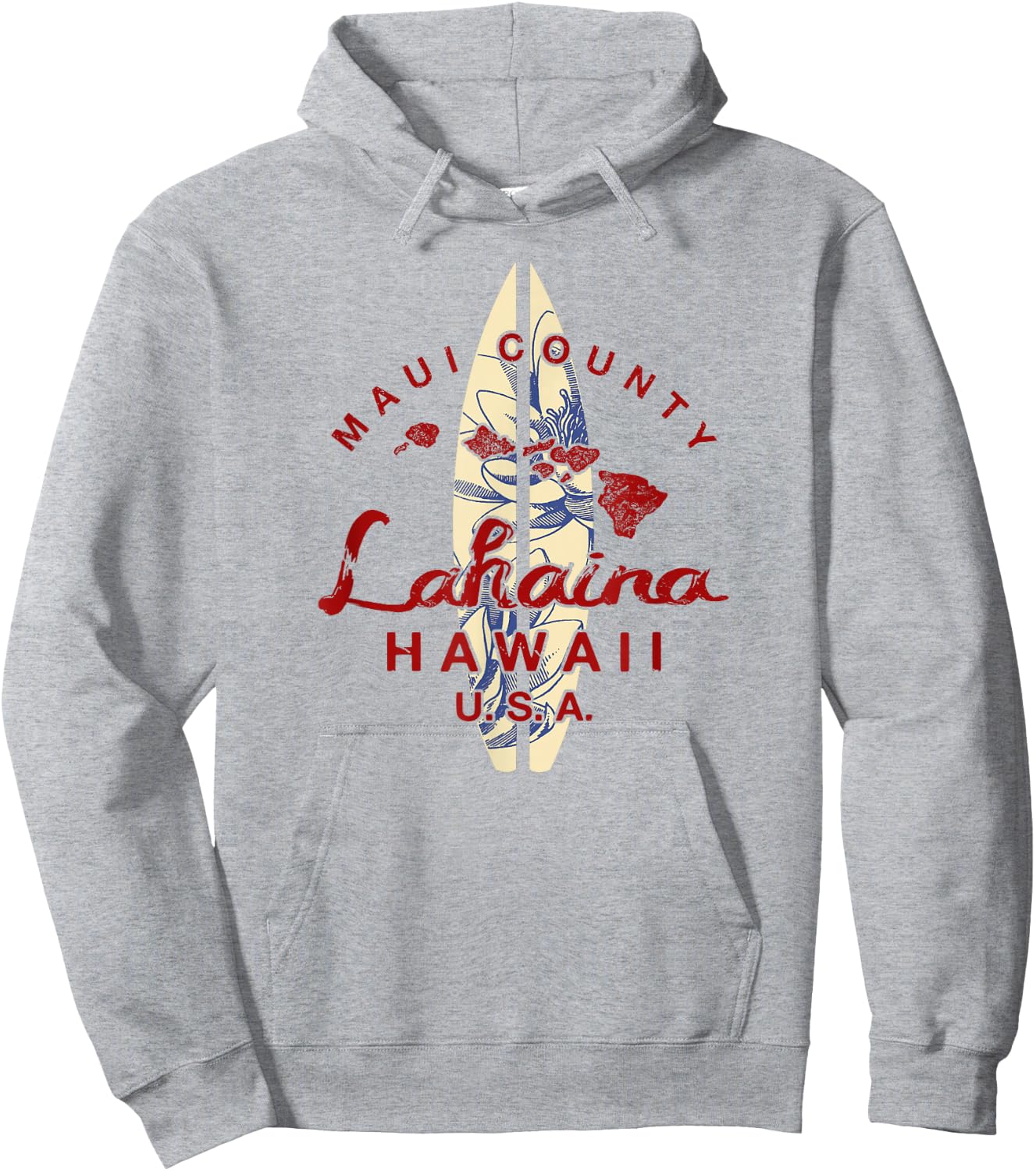 Maui Lahaina Vintage Hawaiian Islands Hawaii Hoodie - Hoodie | Ash