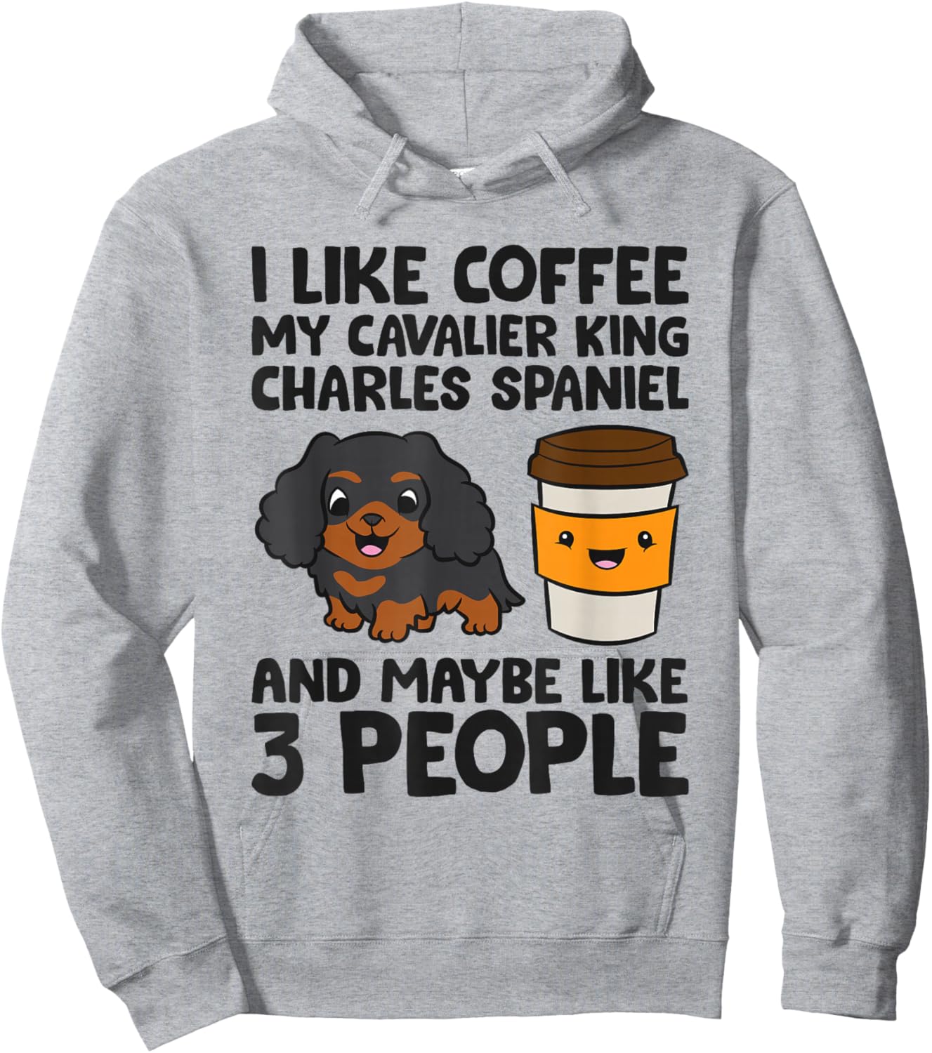 Cavalier King Charles Spaniel Dogs And Coffee Hoodie - Hoodie | Ash