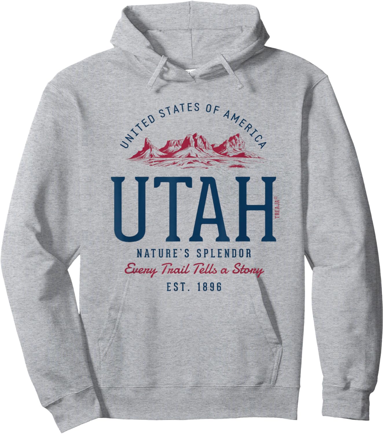 Vintage-Looking Retro Styled Utah Hoodie - Hoodie | Ash
