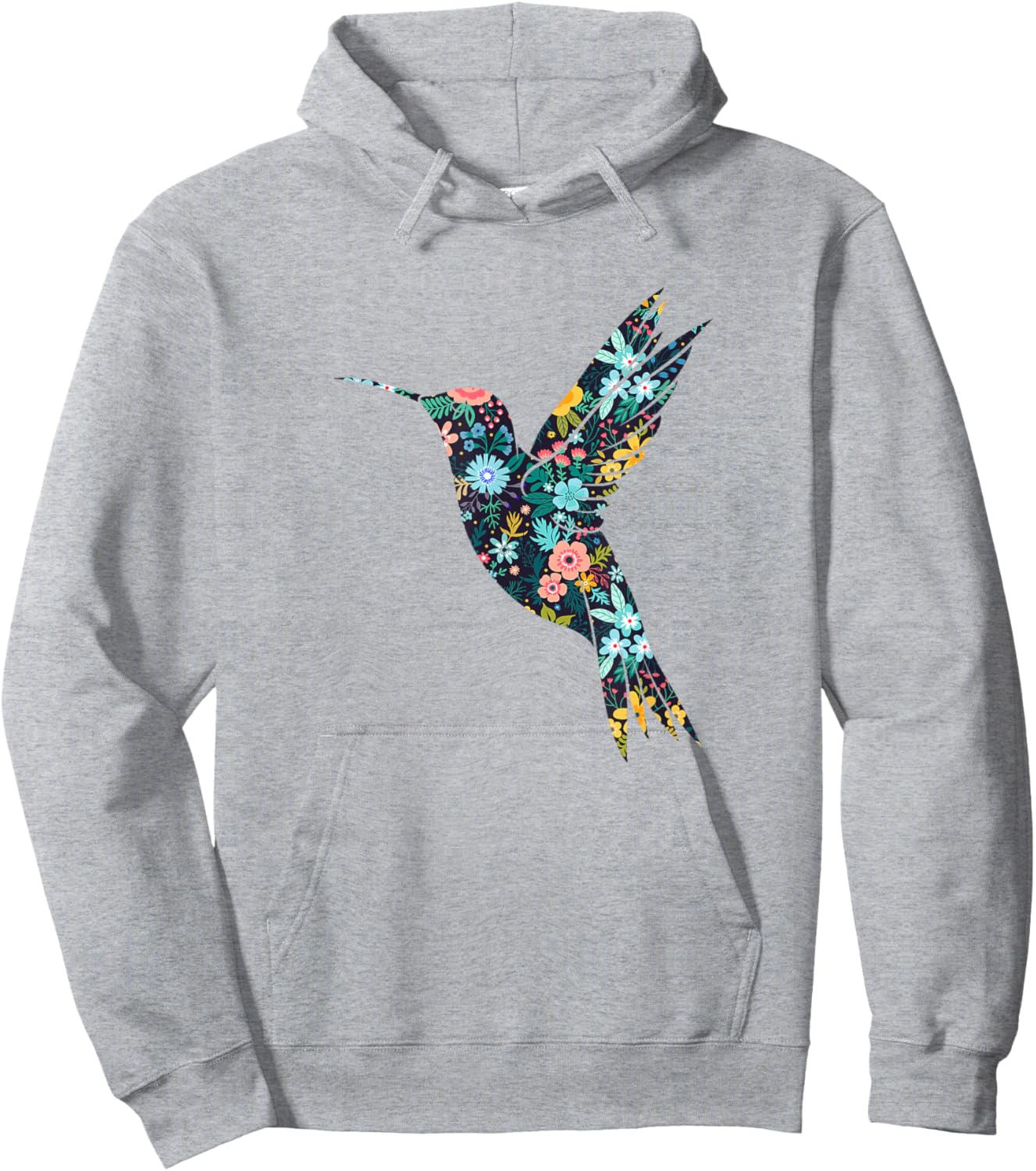 Floral Hummingbird Silhouette Girls Graphic Hoodie - Hoodie | Ash