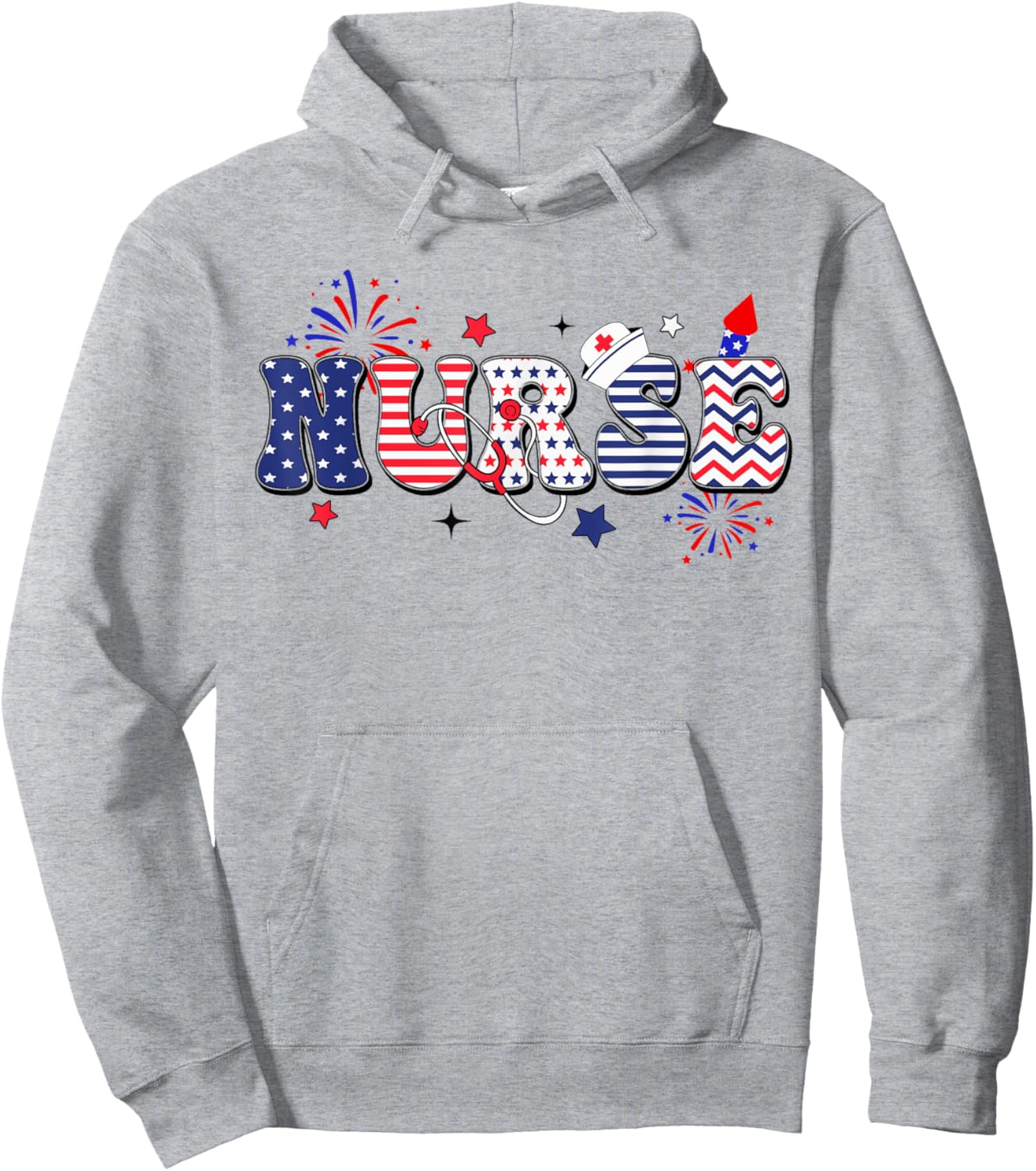 Nurse Patriotic 4th Of July Women Men Hoodie - Hoodie | Ash