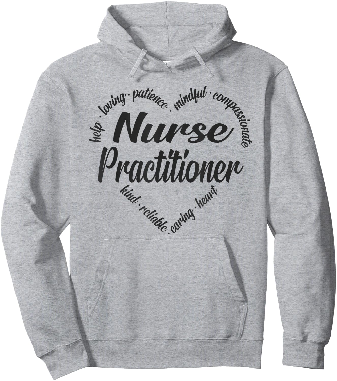 Nurse Practitioner Heart Word Cloud Hoodie - Hoodie | Ash