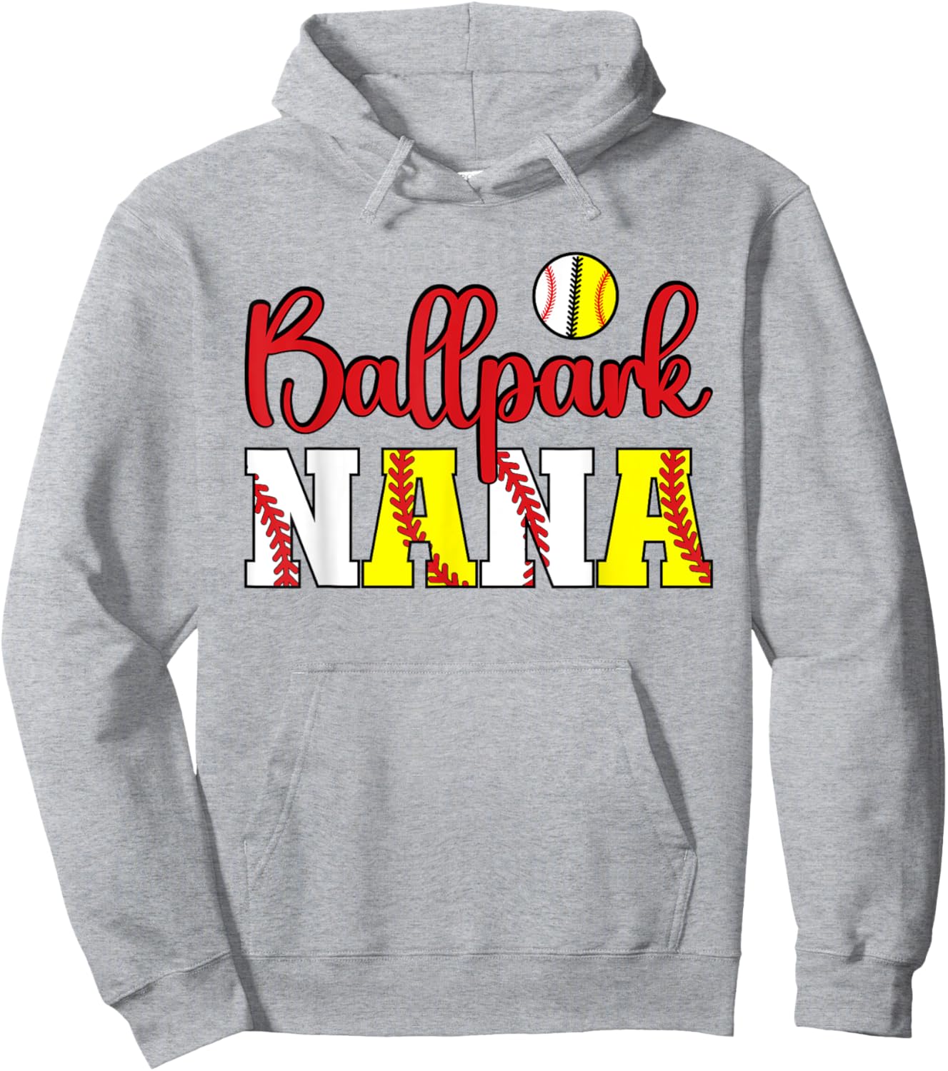 Ballpark Nana Softball Baseball Nana Grandma Hoodie - Hoodie | Ash