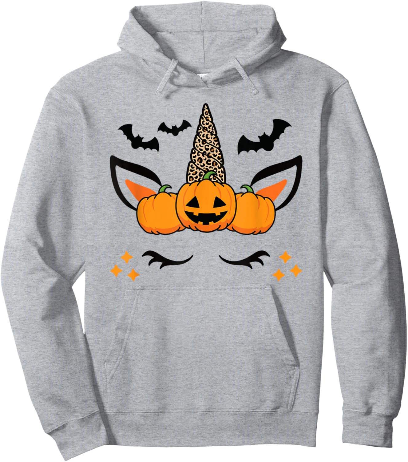 Cute Halloween Unicorn Costume Leopard Pumpkins Hoodie - Hoodie | Ash