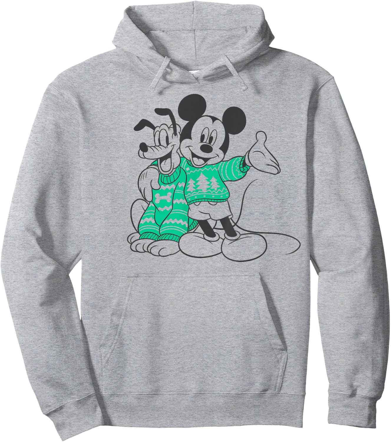 Disney Mickey And Pluto Christmas Outline Hoodie - Hoodie | Ash