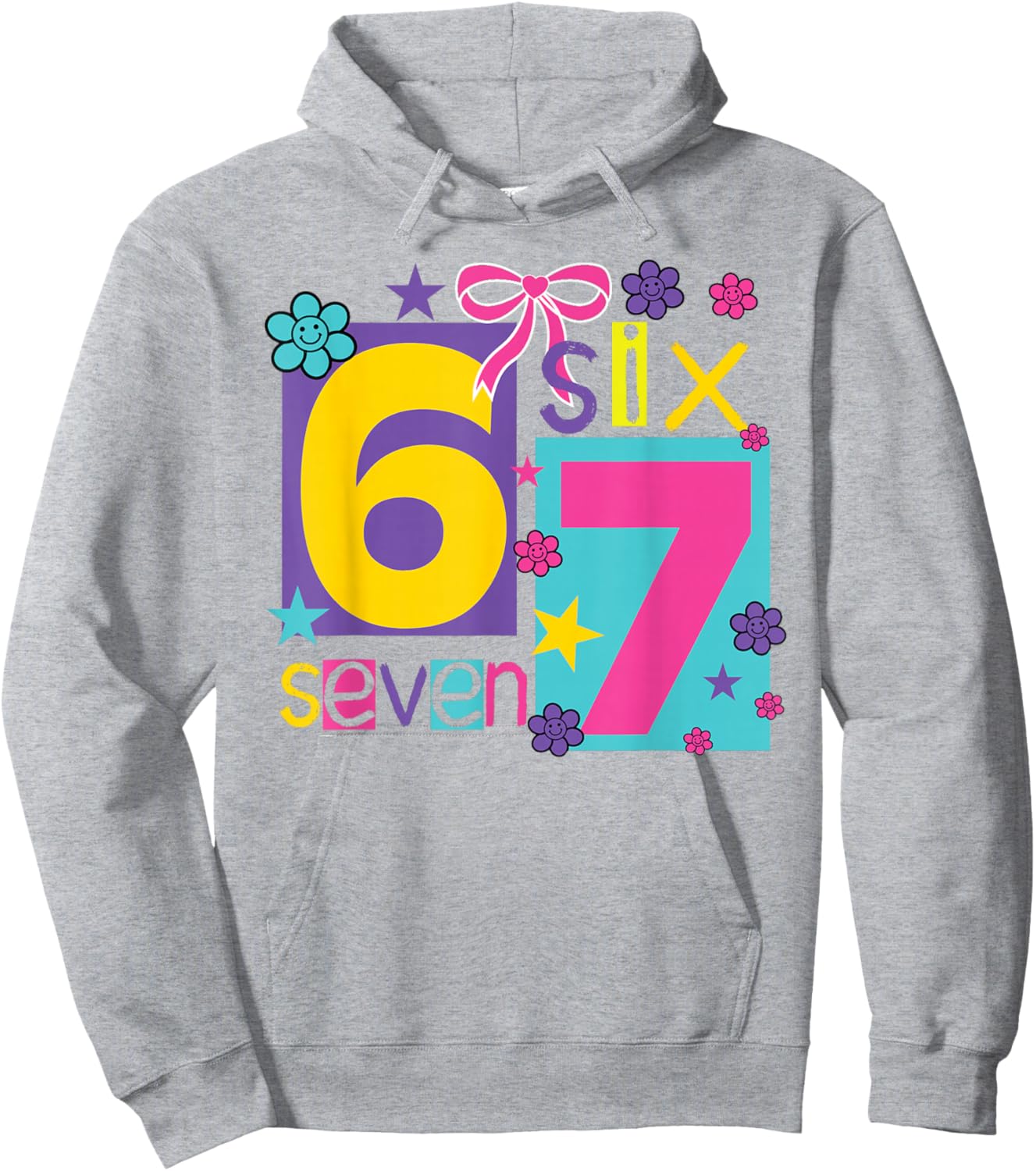 67 Six Seven Girls Funny Gen Alpha Meme Girls Hoodie - Hoodie | Ash