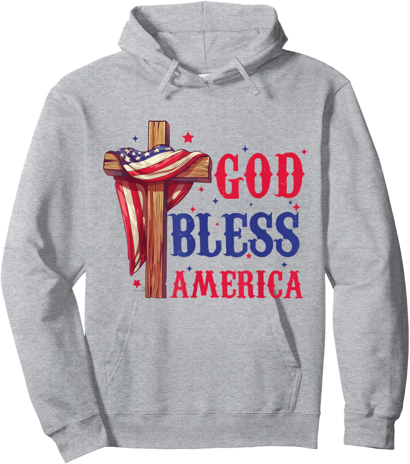 Flag God Bless America Fourth of July Shirt Hoodie - Hoodie | Ash