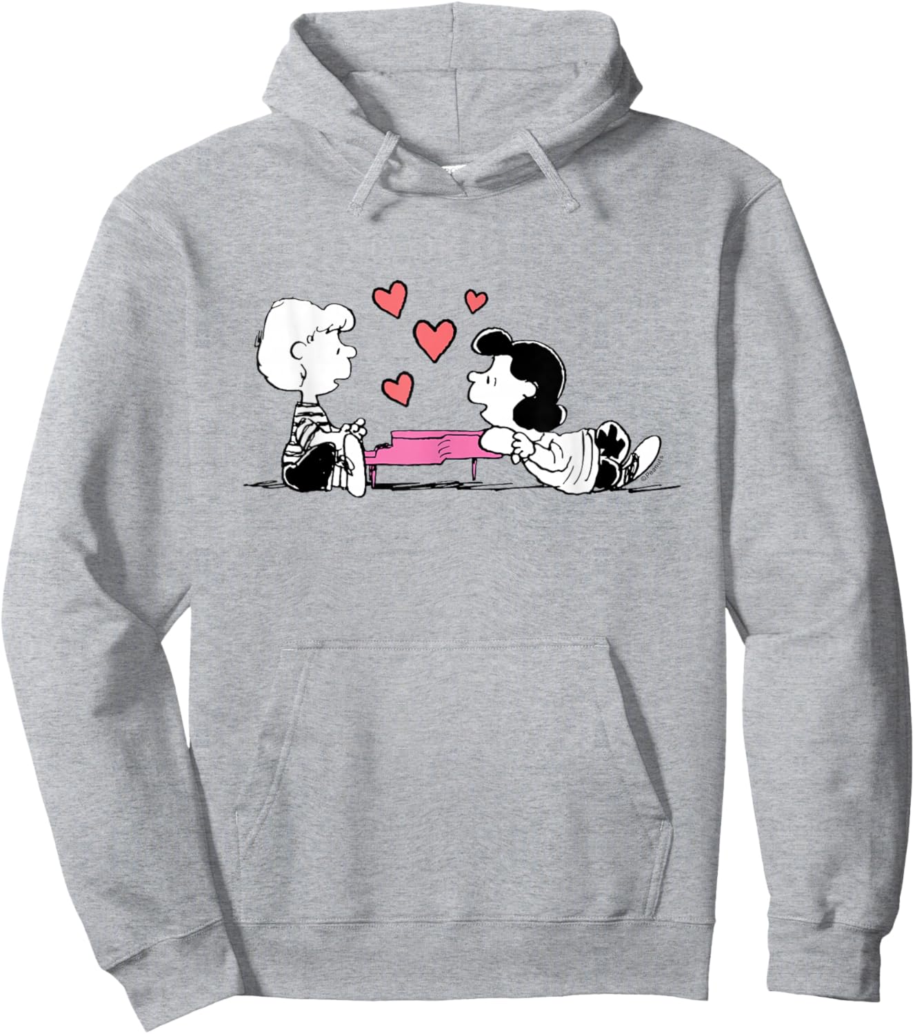 Peanuts - Lucy and Schroeder Heart Hoodie - Hoodie | Ash