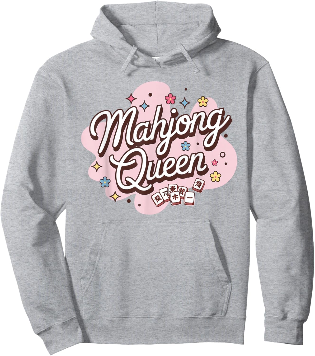 Mahjong Queen Retro Vintage Mah Jongg Player Hoodie - Hoodie | Ash