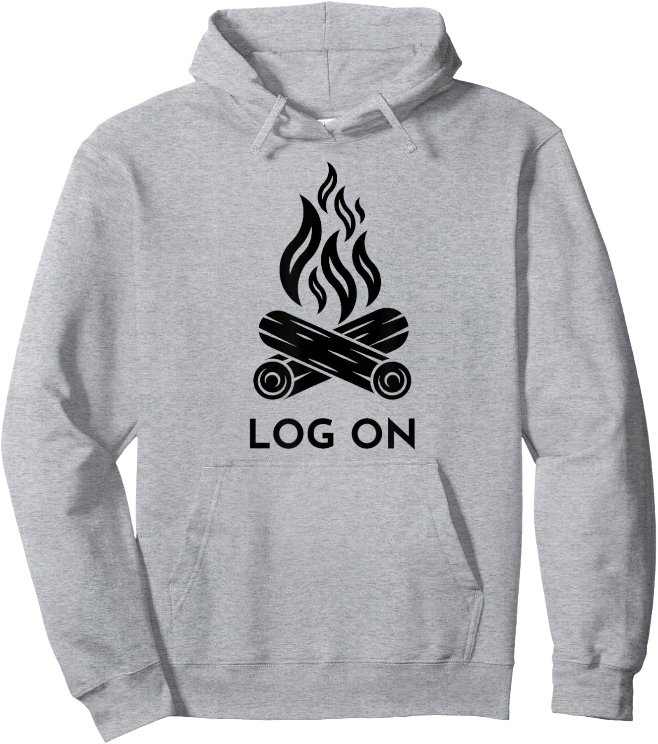 Campfire Pun, Funny Camping, LOG ON Hoodie - Hoodie | Ash