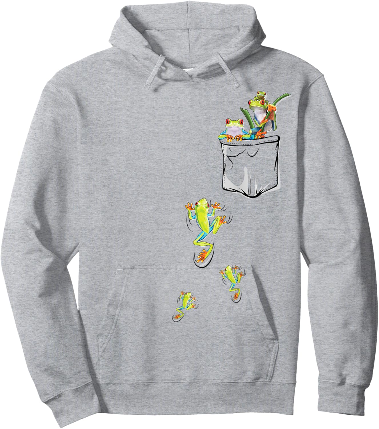 Frog Lover | Cute Frog Pocket for Kids Frog Hoodie - Hoodie | Ash
